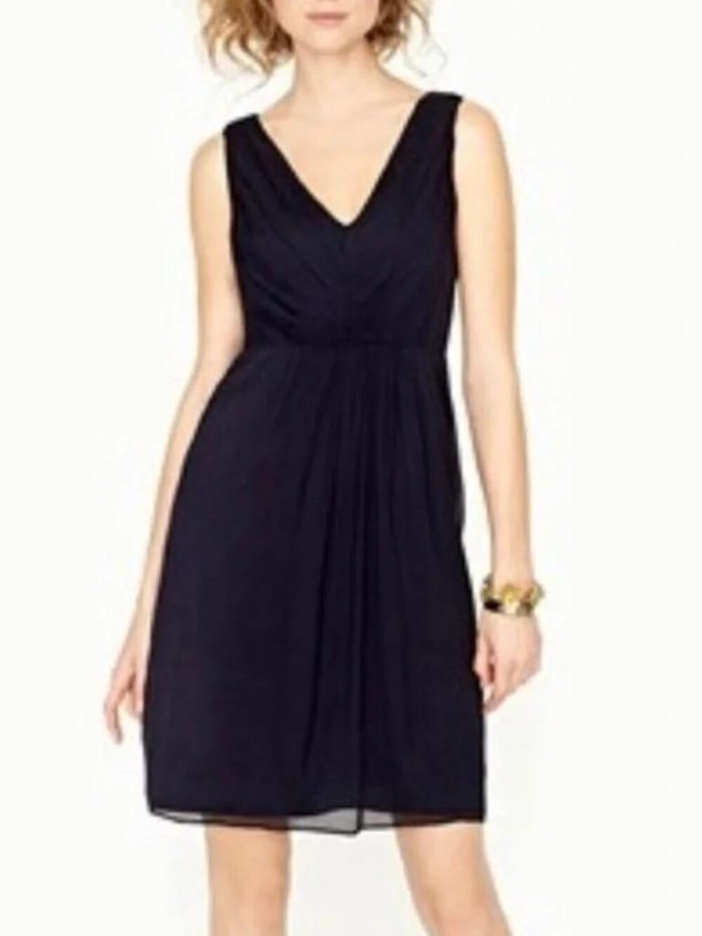 J. Crew Louisa black silk chiffon dress sleeveless pleated formal wedding 14